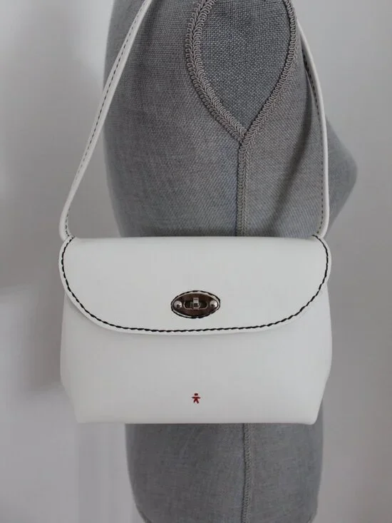 NEW Henry Beguelin White Shoulder Bag Omino Logo Turn Lock Handbag - Picture 6 of 16